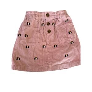 Mini Boden pink dog corduroy skirt  size 7/8